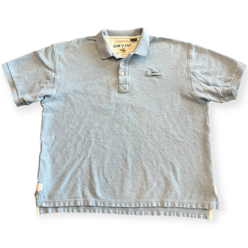 Orvis Men's XL Polo Shirt Light Blue Cotton Short Sleeve Spring 2021 - Picture 1 of 7
